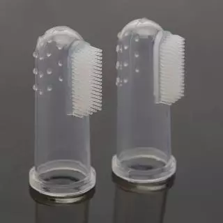 Bộ 2 bàn chải silicon đeo ngón tay chăm sóc răng miệng dành cho thú cưng tiện dụng