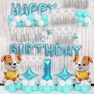 Combo Trang Trí Sinh Nhật Cho Bé Bóng Happy Birthday Có 50 Bong Bóng Và 2 Rèm