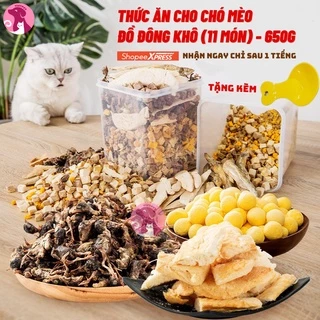 [Siêu Ngon Mà Rẻ] ĐỒ ĂN ĐÔNG KHÔ/ Hộp sấy khô 650g Hỗn hợp các loại tthịt dinh dưỡng cho mèo / chó (Loại Đặc Biệt)