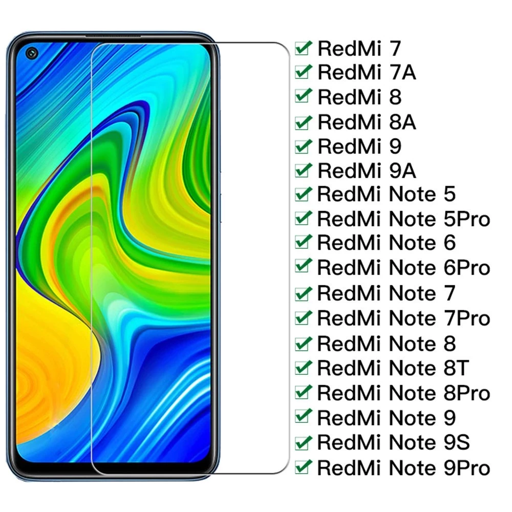 Kính cường lực 9H cho Xiaomi Redmi Note 5 7 8 9 10 8X 6A 8A 9A 9C 9i 9S 9T 10S K20 K30 K40 POCO M2