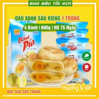 Bánh Pía Sóc Trăng đậu xanh sầu riêng trứng Tân Huê Viên 600g, bánh pía Tân Huê Viên 5 sao 1 trứng