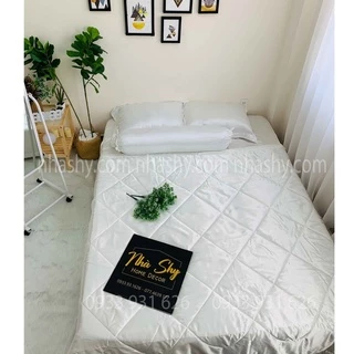 TRỌN BỘ DRAP GIƯỜNG PHI LỤA BÓNG CAO CẤP - MÀU TRẮNG - MÃ 17