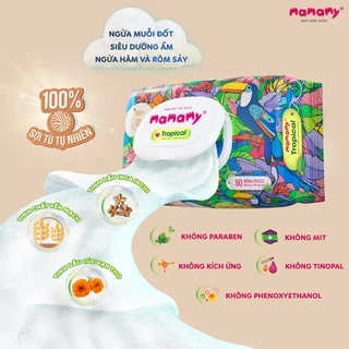 Combo 12 gói Khăn giấy ướt 100% sợi tự nhiên và rayon Mamamy Tropical