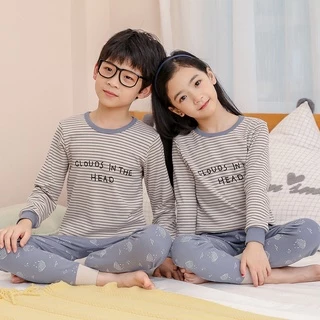 Bộ đồ ngủ chất liệu cotton thời trang thu đông 2022 dành cho trẻ em size 100-160