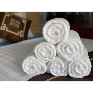 Khăn tắm cao cấp khách sạn size 70x140x500g, 100% sợi cotton màu trắng, siêu mềm mịn thấm hút nước