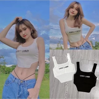 Áo croptop 2 dây vạt bầu khoét eo