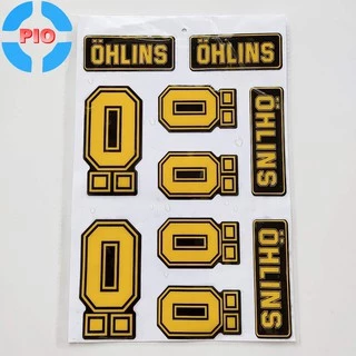 [Decal xe] Bộ Tem OHLINS Dập Nổi Cao Cấp Dán Xe Máy, Ô Tô, Mũ Bảo Hiểm, Chống Thấm Nước, Chống Bay Màu