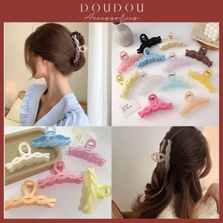 Phụ kiện tóc Doudou Cặp tóc Kẹp càng cua phong cách Hàn Quốc cỡ lớn cho nữ kiểu xoắn nhám bóng thời trang ZJ019