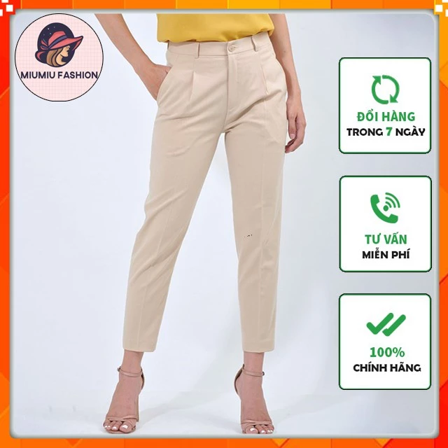 Quần baggy công sở nữ chất vải tuyết mưa co giãn nhẹ cạp cao, quần baggy nữ 1 ly