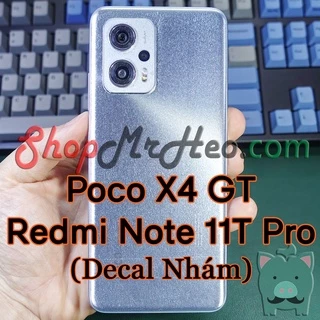 Skin Dán Mặt Sau Lưng - Redmi Note 12T Pro - Poco X4 GT - Redmi Note 11T Pro (Carbon, Hình Hộp, Nhám, Vân Da, Nhôm Xước)