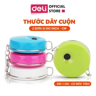 Thước dây cuộn Deli Tự động - Dài 1.5m - Thiết kế nhỏ gọn, đáng yêu - 1 chiếc màu ngẫu nhiên - 8214