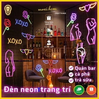 Đèn LED chữ NEON nhiều mẫu trang trí DECOR phòng ngủ quán ăn nhà hàng sân khấu hộp PIN + USB MOXI