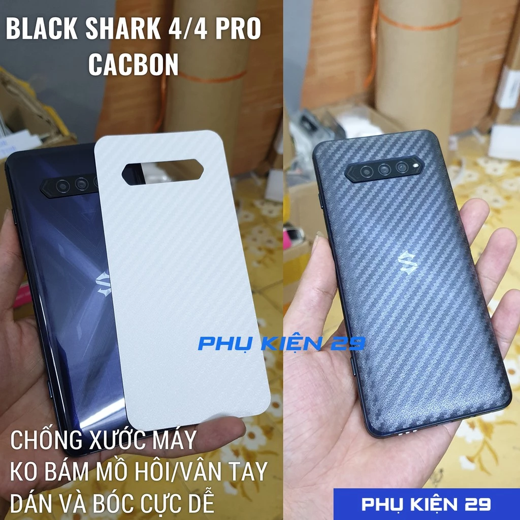 [Xiaomi Black Shark 4/ 4 Pro/ 5rs] dán lưng 3D chống xước vân Cacbon