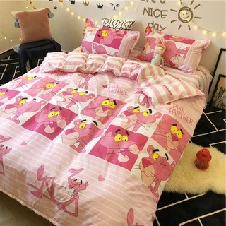 Vỏ chăn lồng được ruột bông chất liệu cotton poly 1m9x2m1 nhiều hoạ tiết cho gia đình Mẫu BÁO PINK HỒNG