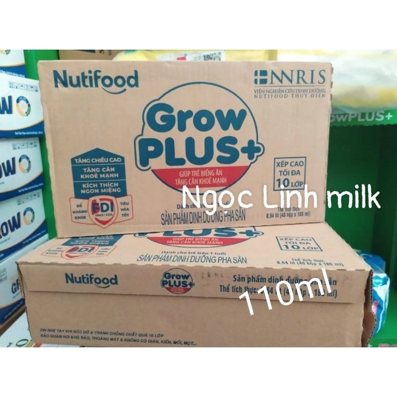 Thùng sữa Grow Plus+ Xanh 110ml Nutifood