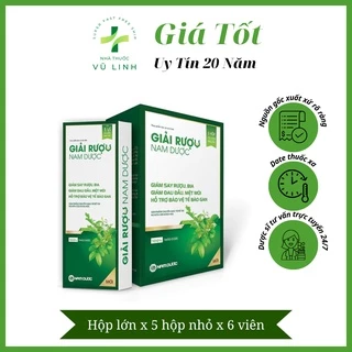 Viên giải rượu Nam Dược 1 hộp x 6 viên giảm say rượu bia, giảm triệu chứng, tăng cường chức năng giải độc bảo vệ gan