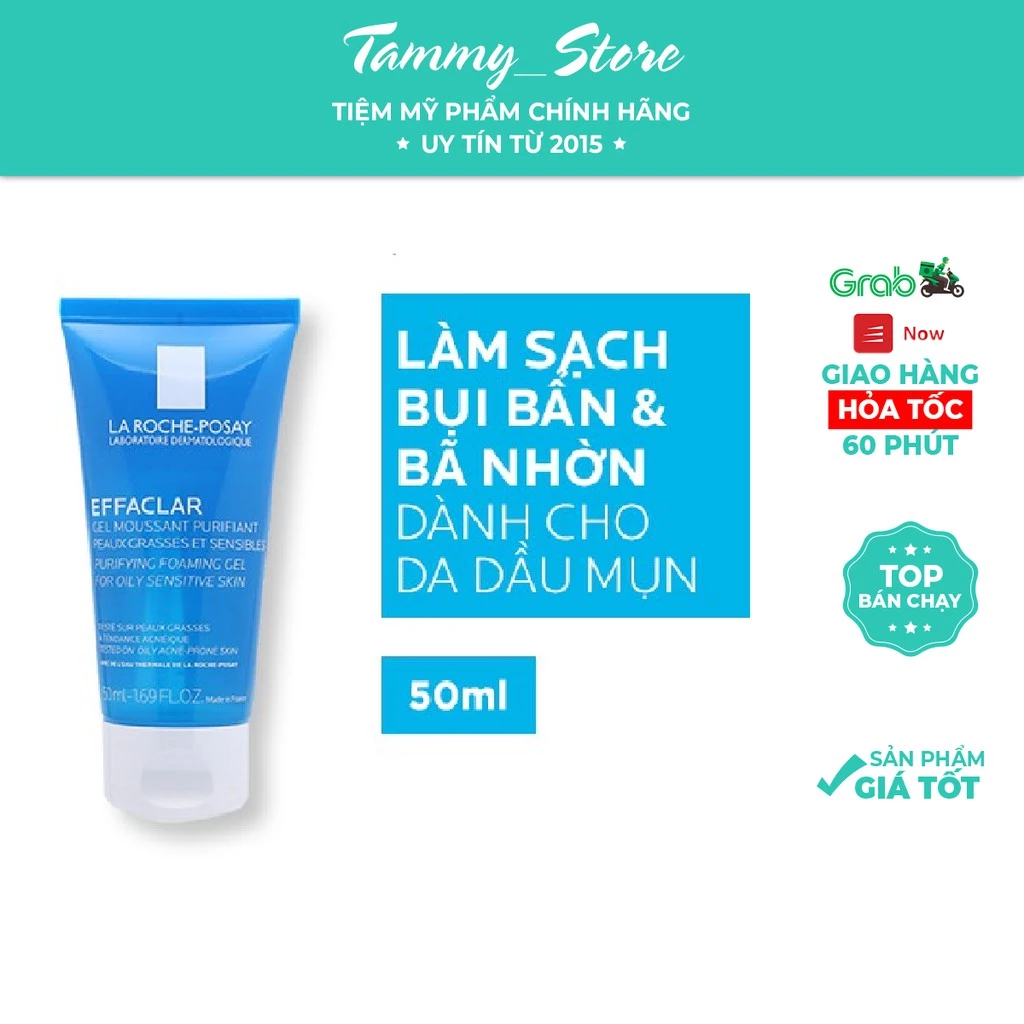 Gel Rửa Mặt Tạo Bọt Dành Cho Da Dầu, Nhạy Cảm La Roche-Posay Effaclar Gel 50ml