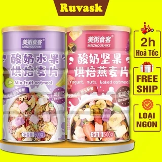 Ngũ Cốc Giảm Cân Ăn Kiêng Meizhoushike Sữa Chua Mix Hạt Hoa Quả- Ngũ Cốc Ăn Sáng Liền Mix Hạt Trái Cây- Đồ Ăn Vặt Ruvask