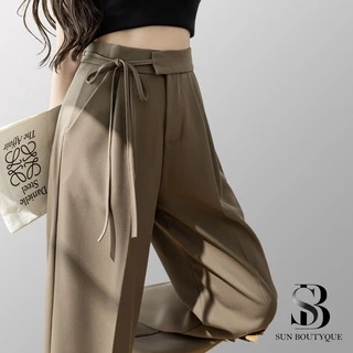 QUẦN ỐNG RỘNG SUNBOUTYQUE LƯNG CẠP CAO ỐNG SUÔNG VẢI NỮ DÀI CULOTTES XUÔNG MÀU ĐEN XÁM NÂU QN01