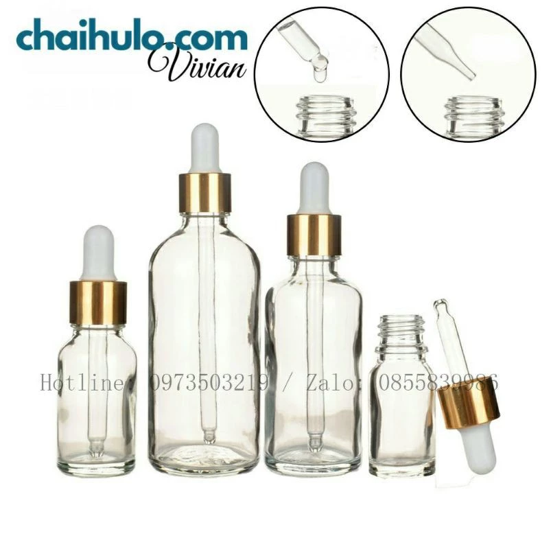 30ml - Chai lọ đựng serum, tinh dầu, mỹ phẩm - Lọ thủy tinh trong suốt bền đẹp