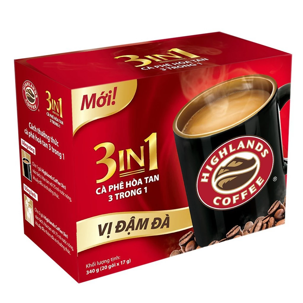 Cà phê sữa Highlands 3 in 1 Hộp 20 gói