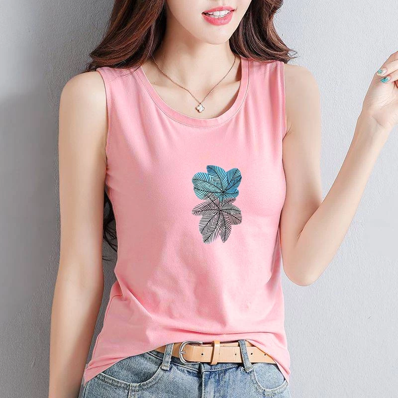 Áo thun tank top nữ 2 chiếc lá, vải cotton co giãn 4 chiều mặc đẹp thoải mái phong cách Hàn Quốc-SALLY-SN121