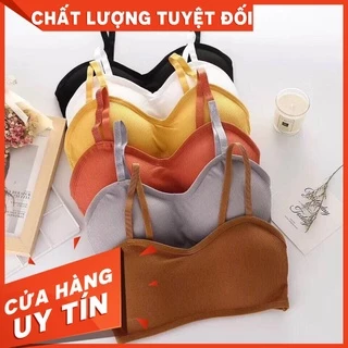 Áo bra 2 dây Gân tăm cotton dáng ngắn