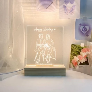 Đèn Ngủ Led 3D Đế Gỗ Khắc Theo Yêu Cầu quà tặng sinh nhật