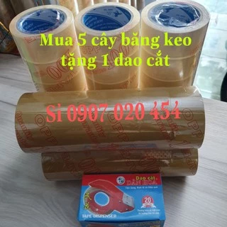 Băng keo đóng hàng trong/đục siêu dính, siêu dai 100yard /1kg cây 6 cuộn lõi 4li