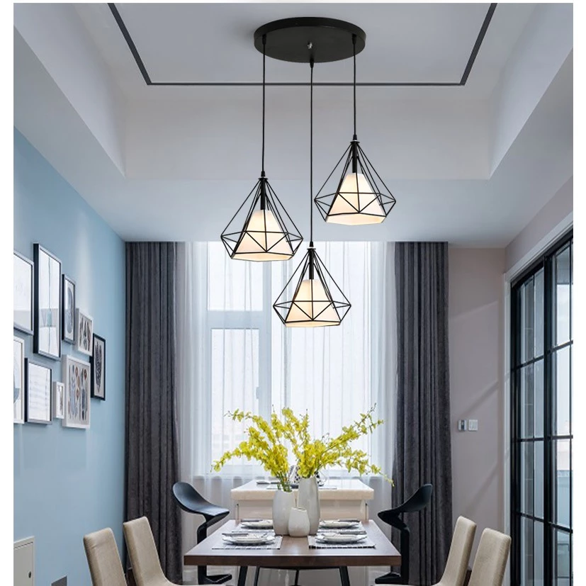 Bộ 3 đèn thả kim cương, Đèn thả trần trang trí kim cương