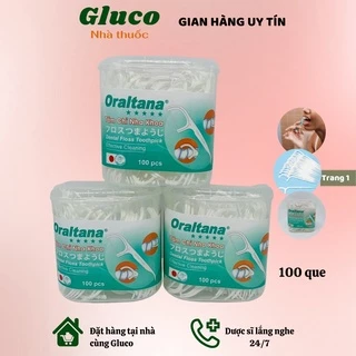 Chỉ tăm nha khoa Oraltana chỉ nha khoa 2 đầu tăm nha khoa hộp 100 cái GLU019