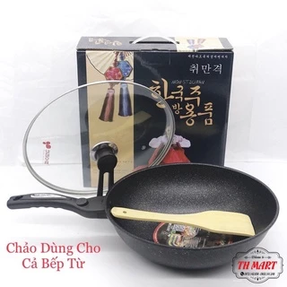 Chảo Chống Dính Siêu Bền Sâu Lòng Đá Coopia Hàn Quốc có nắp kính size 32cm