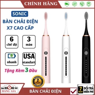 Bàn chải điện Sonic X7 💥Tặng 3 đầu💥 Chống nước IPX7, 6 chế độ rung khac nhau , giúp bảo vệ răng hiệu quả