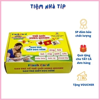 Bộ Thẻ Học Thông Minh Loại To Cỡ A5 Cho Bé FlashCard Song Ngữ Việt Anh Thế Giới Xung Quanh