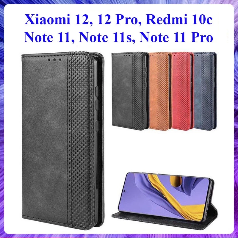 Bao da dạng ví Xiaomi 12, 12 Pro, Redmi Note 11, Note 11s, Note 11 Pro, Redmi 10C nắp gập, ngăn đựng thẻ tiền tiện lợi
