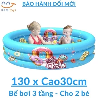 Bể phao bơi cho bé hình tròn 3 tầng (Cỡ 130cm và cỡ khác) loại hồ phao bơm hơi gấp gọn chơi trong nhà