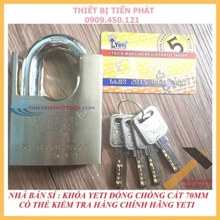 [CHÍNH HÃNG] Ổ Khóa Cửa Chống Cắt YETI 70mm Thân Đồng Thau No.346840 Cao Cấp Có Thẻ Kiềm Tra Và Tem Chống Giả