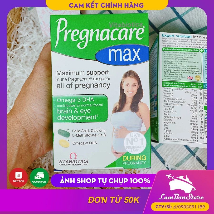 Vitamin bầu Anh, Max bầu, Vitamin tổng hợp Pregnacare Max cho mẹ bầu 84 viên