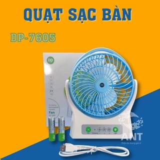 QUẠT ĐỂ BÀN PIN SẠC CỠ TO DP DP7605 CÓ ĐÈN LED VÀ 3 TỐC ĐỘ GIÓ CÔNG SUẤT 4.2W DUNG LƯỢNG PIN 4000MAH RẤT TRÂU BÒ