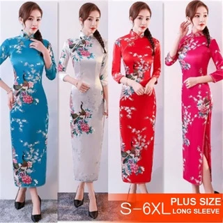 Đầm Sườn Xám Trung Hoa Tay Lửng Plus size S-6XL 0014