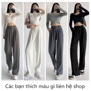 （Giá đặt biệt ）Quần tây nữ sau chun cạp cao cho mùa xuân hè thu,quần âu ống suông tôn dáng chân dài Vài cao cấp