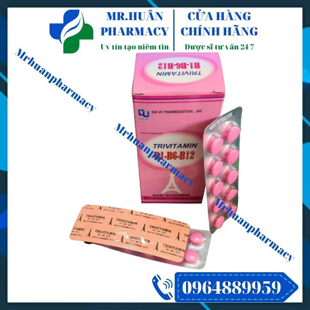 Trivitamin B1-B6-B12 (Hộp 100 viên) - Bố sung vitamin B1, B6, B12 cho cơ thể