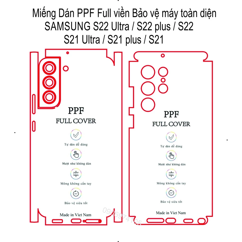 Dán PPF  trong suốt full viền SAMSUNG S22 Ultra / S220 plus / S22 / S21 Ultra / S21 plus/ S21, bảo vệ máy toàndiện