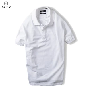 Áo phông nam có cổ màu trắng ADINO vải cotton polyester dáng công sở slimfit hơi ôm trẻ trung PL40