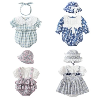 Đầm Công Chúa Lolita Vải Cotton Dễ Thương Có Mũ Trùm Cho Bé Gái Sơ Sinh 0-24 Tháng Tuổi