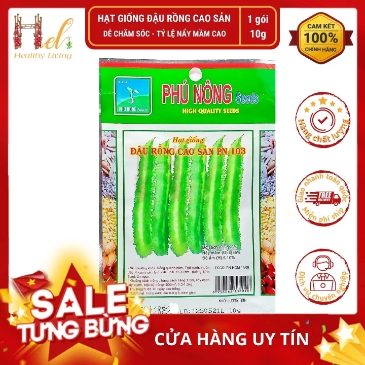 Hạt Giống Đậu Rồng Cao Sản Giòn, Ngọt 10gr - Trồng Hạt Giống Rau Củ Quả Bằng Đất Sạch, Xơ Dừa, Mùn Dừa, Phân Bón Hữu Cơ