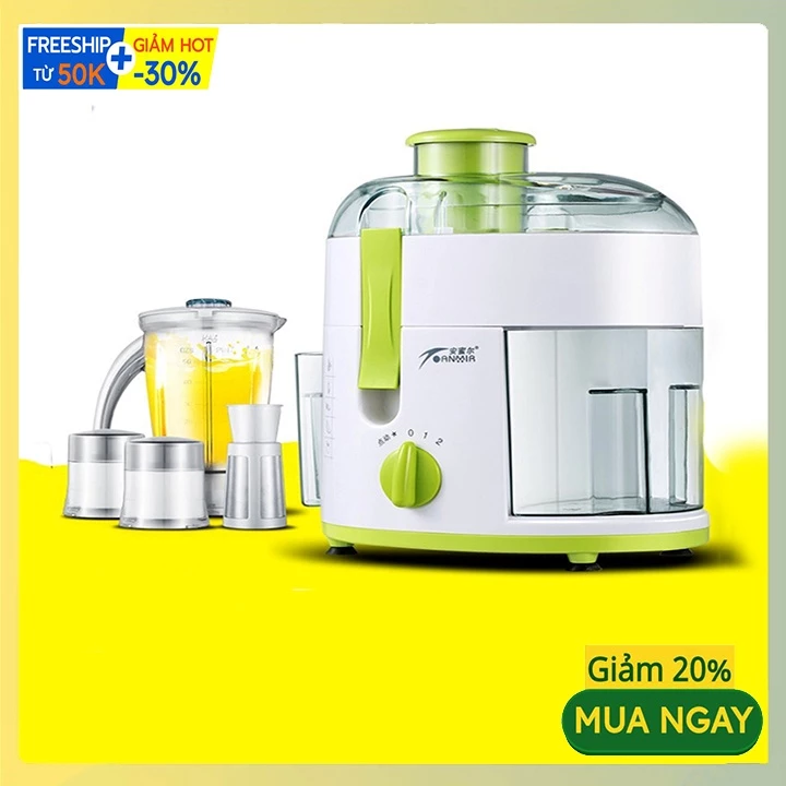 Máy xay đồ khô ANMIR 250W vô cùng tiện lợi với 3 bộ cối xay và ép