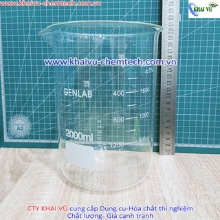 CỐC ĐỐT 2000ml thủy tinh chia vạch chịu nhiệt/Beaker 2000ml