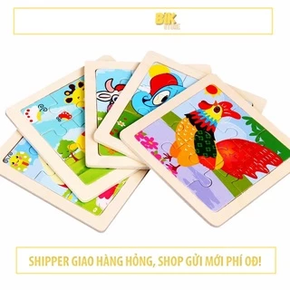 COMBO Tranh ghép hình cho bé bằng gỗ 3d 9 mảnh size nhỏ giúp trẻ rèn luyện tập trung, sáng tạo và kiên nhẫn - BGH01COM