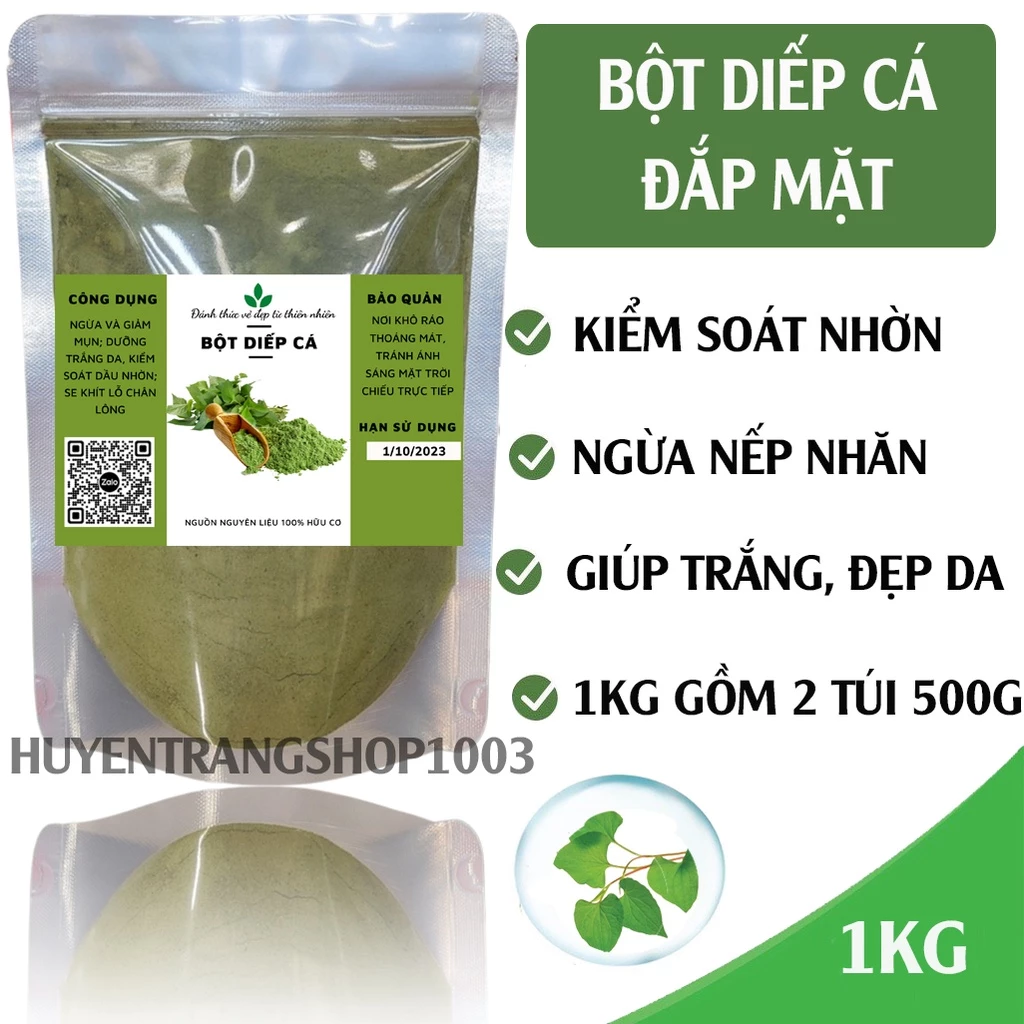 1KG Bột Diếp Cá nguyên chất sấy lạnh giảm mụn thâm sạm handmade bảo đảm VSATTP